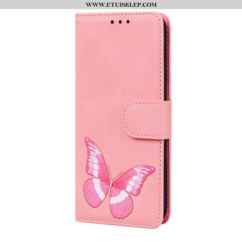 Etui Folio do Xiaomi 12 Pro Motyl Dotykający Skóry